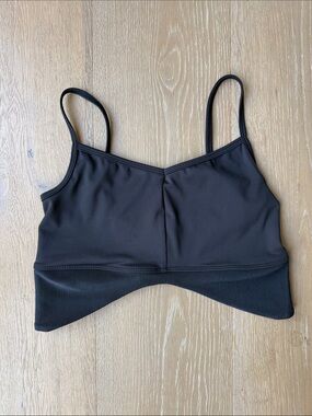 Five Dancewear Black, Ribbed-Hem Camisole Sports Bra, Size AM